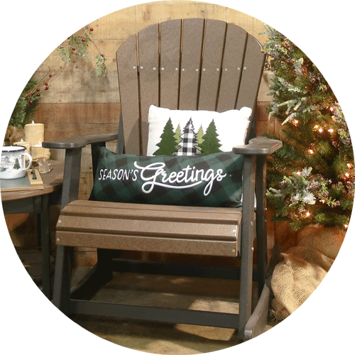 Amish rocking chair in chocolate and black.